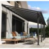 Olympia 3x8,60 m Wandpergola mit grauem Aluminium und Canopia Polycarbonat