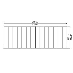 Pergola adossée Olympia 3x8.60m aluminium gris et polycarbonate Canopia