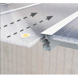 Pergola addossata Olympia 3x9,71m in alluminio bianco e Canopia in policarbonato