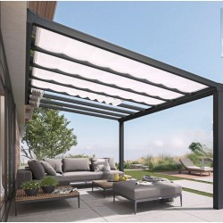 Pergola adossée Stockholm3.5x5.15m aluminium Gris anthracite et toit transparent Canopia
