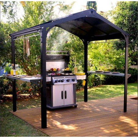Austin 1.8x2.4m Aluminum Barbecue Shelter Anthracite Grey with Canopia Roof