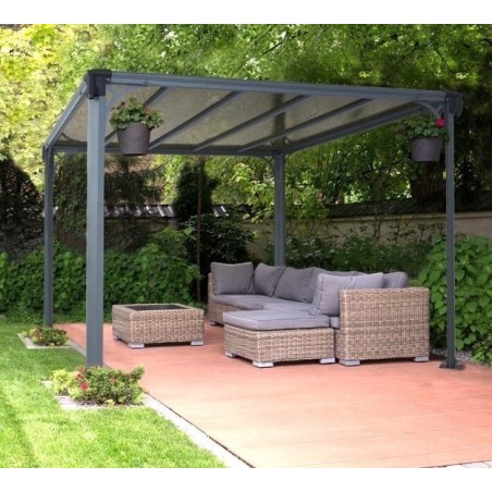 Pérgola Milano 3x3m alumínio cinza e policarbonato Canopia