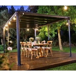 Pergola Milano 3x4.3m aluminium gris et polycarbonate Canopia