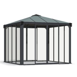 Ledro 3X3 Gazebo da giardino recintato struttura in alluminio grigio e pannelli trasparenti