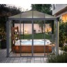 Ledro 3X3 Gazebo de Jardim Fechado Estrutura de Alumínio Cinza e Painéis Transparentes