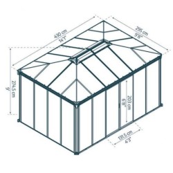 Ledro 4,3X3 Transparenter Gartenpavillon aus Aluminium und Überdachung