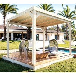 Telhado de pérgola com ripas de madeira Strasbourg 4x3m 12m2