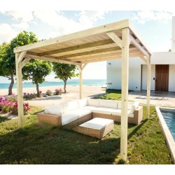 Pergola covered solid wood roof Dijon 5x3m 15m2