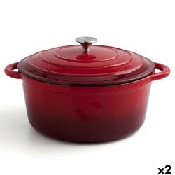 Kookpot met Deksel Bidasoa Fierro Rood Ø 28 cm 6 L (2 Stuks)