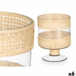 Kaarshouder SG-29685 Transparant Natuurlijk Glas Rotan 15 x 20 x 15 cm (6 Stuks)