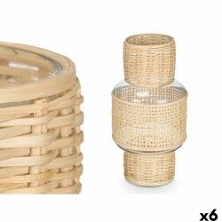 Portacandele SG-29653 Trasparente Naturale Vetro Rattan 15,5 x 31 x 15,5 cm (6 Unità)