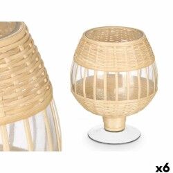 Bougeoir SG-30540 Transparent Naturel verre Rotin 18 x 22 x 18 cm (6 Unités)
