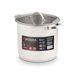 Kookpot met Glazen Deksel Kinvara 17396 Zilverkleurig 31 x 25 x 24 cm Inductie (4 Stuks)