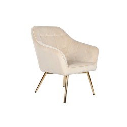 Siège DKD Home Decor Crème Doré Métal 74 x 74 x 90 cm